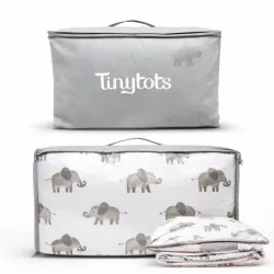 Set para Cuna de Elefante(Edredón,Sábanas,Almohada y Protector de cuna)