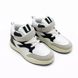 Tenis Corte Alto Blancos con Detalles Negro y Gris