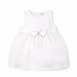 Vestido Corte de Princesa para Niñas Blanco con lazo