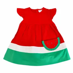 Vestido Sandía Rojo y Verde con Bolsillo