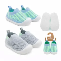  Zapaticos Tejidos para Bebé Verde/Gris