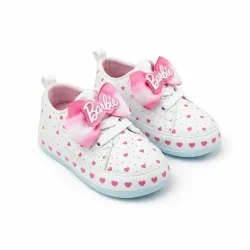 Zapatos Barbie Blancos con Moño Rosa y Corazones