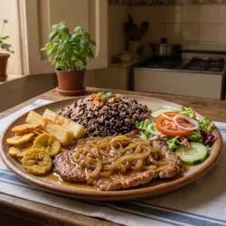 COMPLETA DE BISTEC DE CERDO ENCEBOLLADO