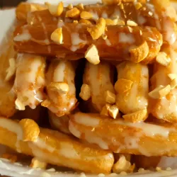 Churros cubiertos de leche condensada