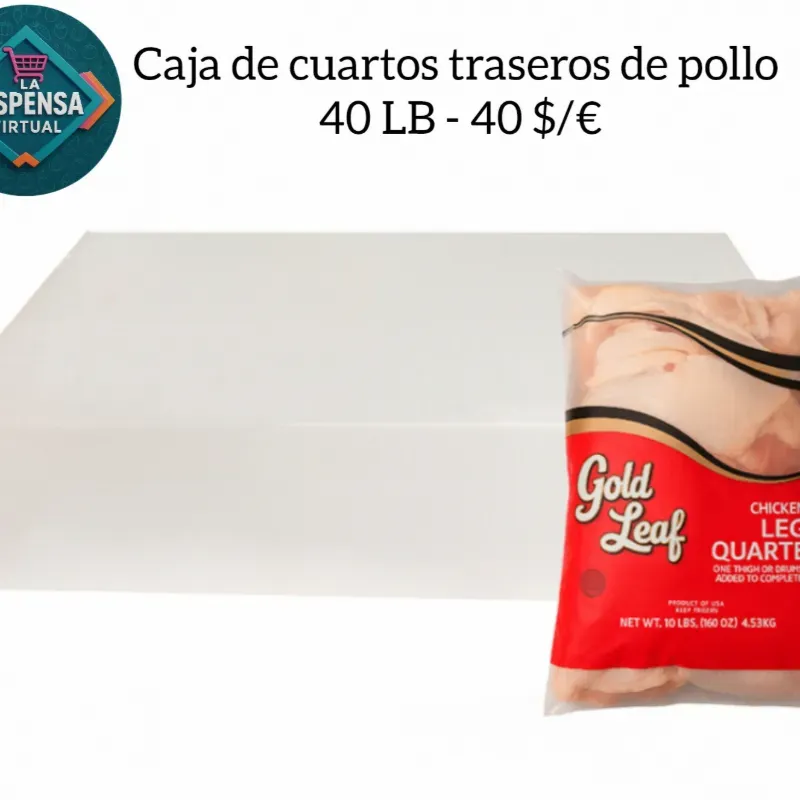 Caja de cuartos traseros de pollo 40 Lb