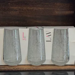 Juego de vasos de cristal 3 piezas con dibujo 