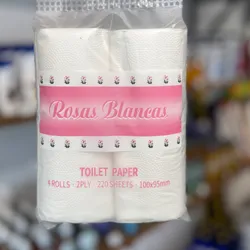 Papel sanitario rosas blancas 4 u