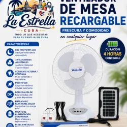 Ventilador de mesa 12 pulgadas recargable