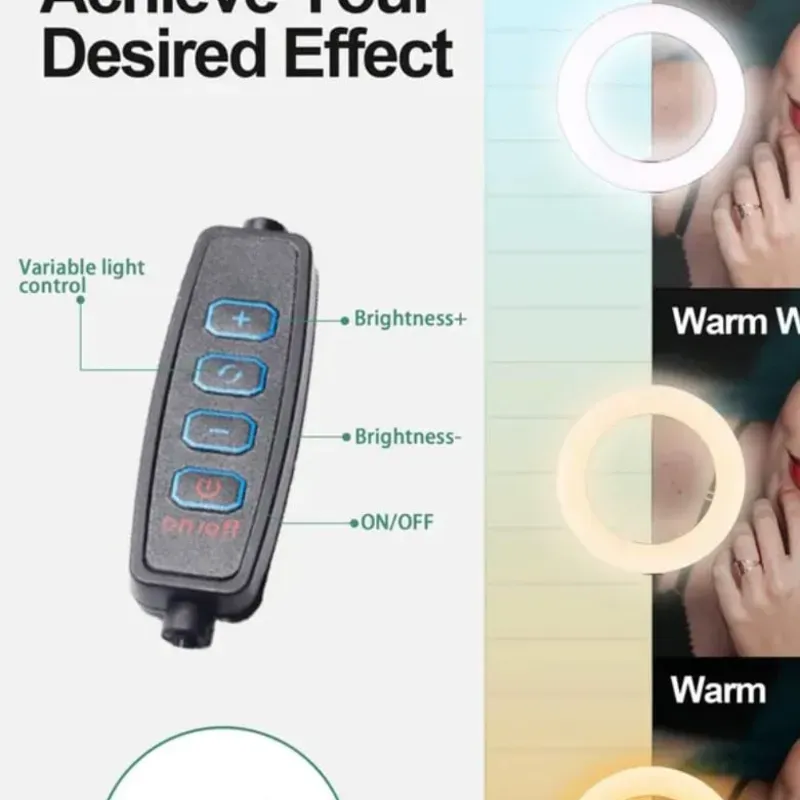 Aro de luz con trípode, base para el celular y cambio de luces