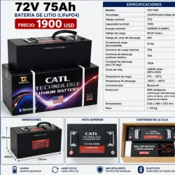 Batería de 72 vol x 75 amperes