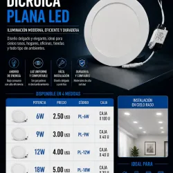 Lámpara de techo redonda, dicroica redonda