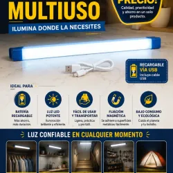 Lámpara recargable con imán y colgador. 32 cm