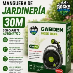 Manguera profesional de jardinería 20 M con carrete automático