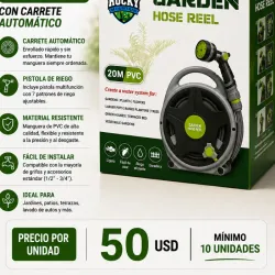 Manguera de jardinería 20 m carrete automático