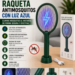Raqueta electrica antimosquitos con luz