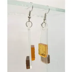 Aretes Alternos de Vidrio Ambar