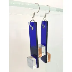Aretes Alternos de Vidrio Azules