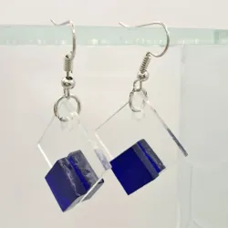 Aretes Cuadrados de Vidrio Azules