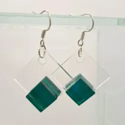 Aretes Cuadrados de Vidrio Marino