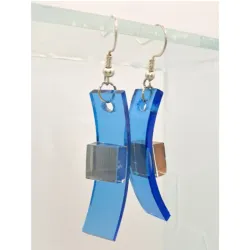 Aretes Curvos de Vidrio Azules