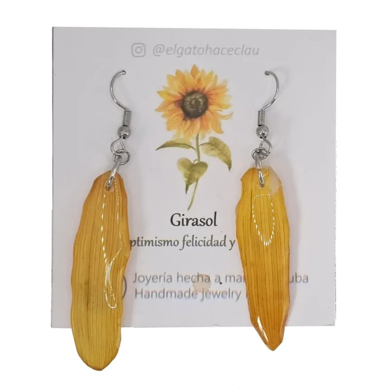 Aretes Pétalos Acrílicos Girasol