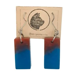 Aretes Rectangulares Azules y Rojos Acrílicos