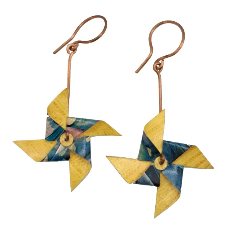 Pendientes Reguilete de Papel Amarillo