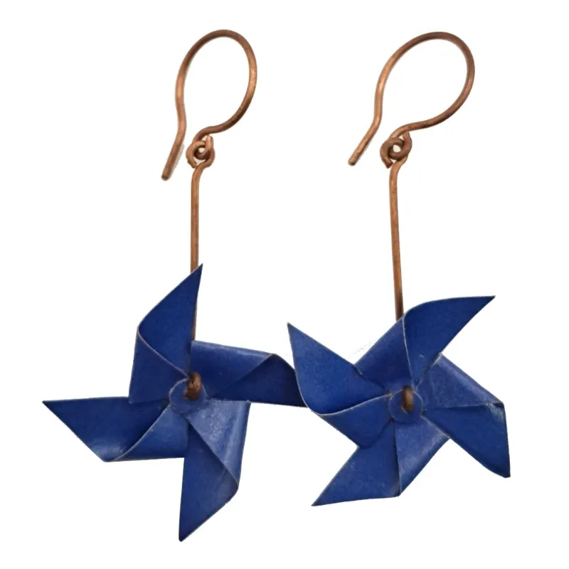 Pendientes Reguilete de Papel Azul