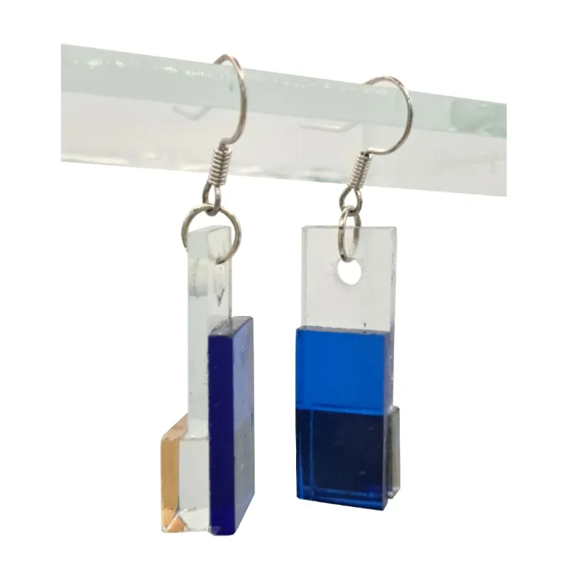 Aretes Simples de Vidrio Azul