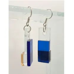 Aretes Simples de Vidrio Azul
