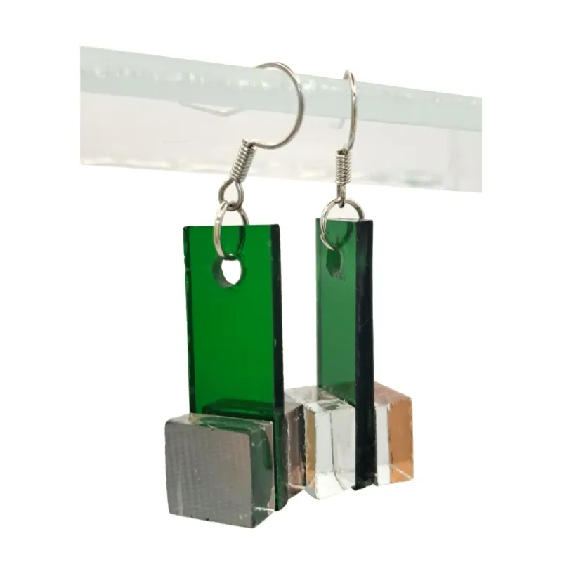 Aretes Simples de Vidrio Verde 2