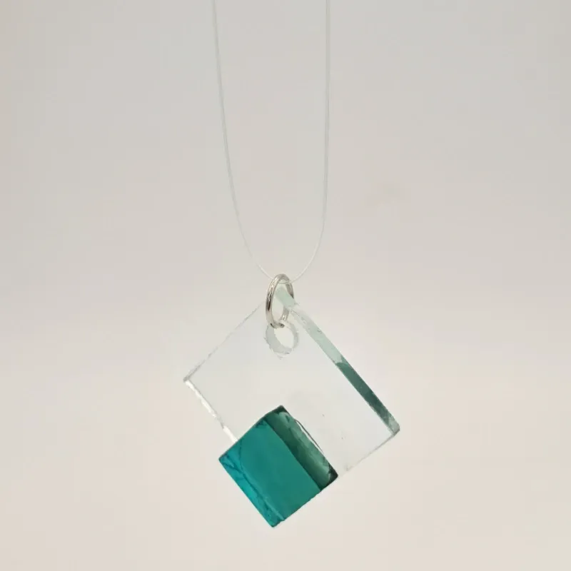 Colgantes Cuadrados de Vidrio Azul Marino