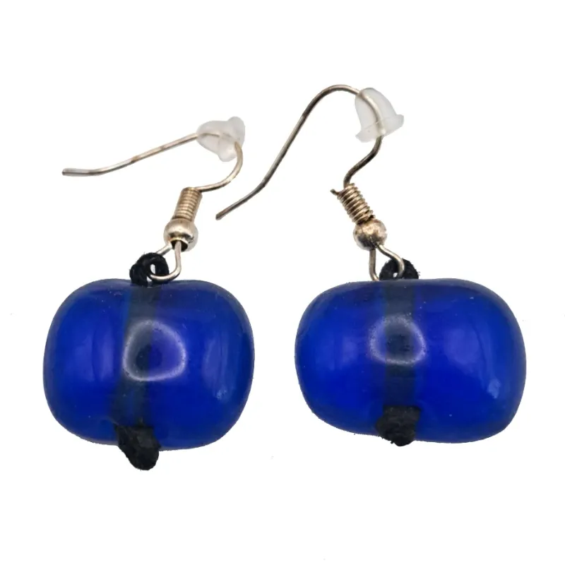 Pendientes Cuentas Vidrio Fundido Azul