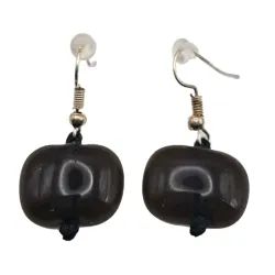 Pendientes Cuentas Vidrio Fundido Negro