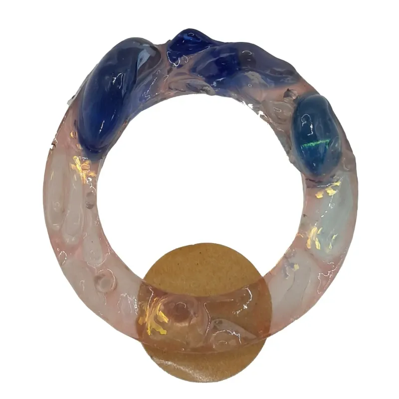 Porta Inciensos Pequeño Aro Azul y Salmón