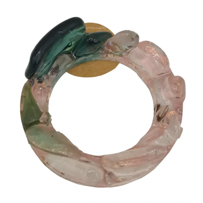 Porta Inciensos Pequeño Aro Verde y Salmón