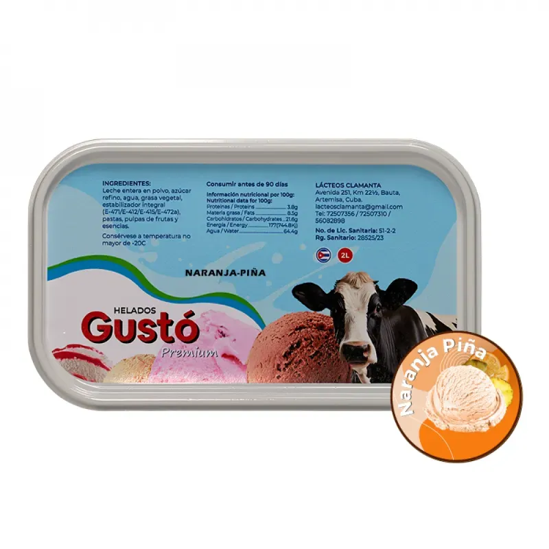 Helado Gustó sabor Naranja Piña 2 litros 