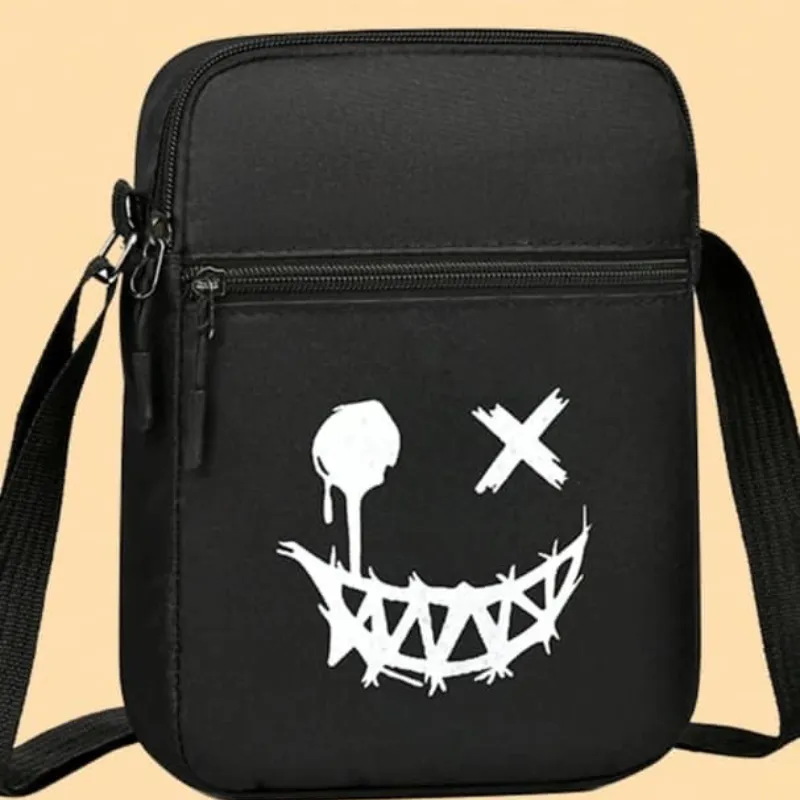 Bolso con dibujo de sonrisa NEGRO