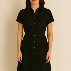 Vestido camisero negro con botones – New Look