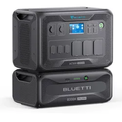 BLUETTI Generador solar AC500 y B300K batería de expansión, 2,764.8Wh LiFePO4 generador de batería con 6 salidas de CA de 5,000 W 