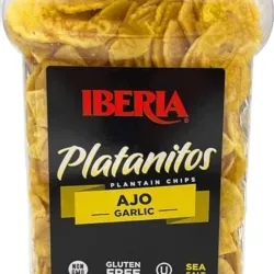Chip de Platanitos fritos sabor ajo, Iberia, 20 oz