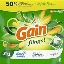 Detergente para ropa en cápsula, Flings, Gain (16 cápsulas)
