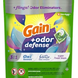 Detergente para ropa en cápsula,+Odor defense, Gain (16 cápsulas)
