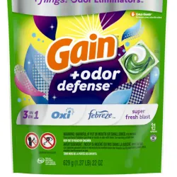 Detergente para ropa en cápsulas,GAIN+Odor defense (31 cápsulas)