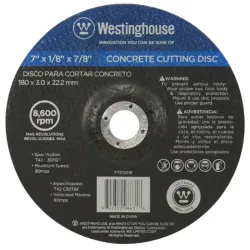 Disco Para Cortar Concreto 7"X1/8"X7/8" ,Westinghouse