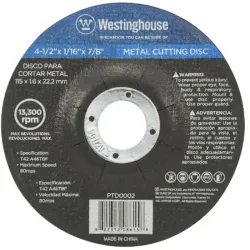 Disco Para Cortar Metal 4-1/2X 1/16" X 7/8" Westinghouse