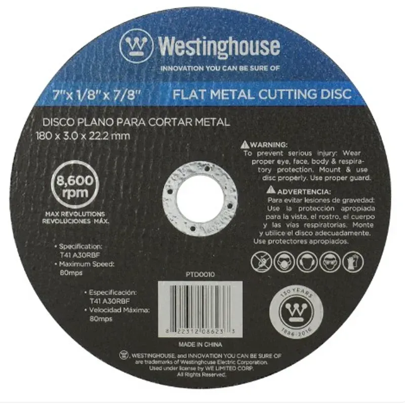 Disco Plano Para Cortar Metal 7X1/8X7/8 , Westinghouse