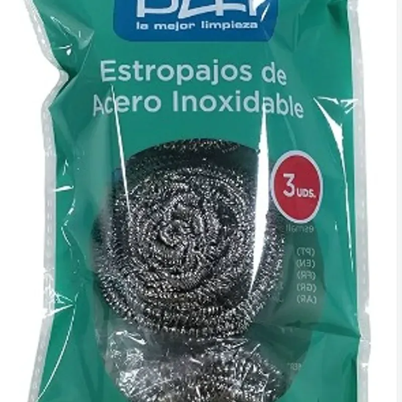 Estropajos de acero inoxidable, PLA, 3 u