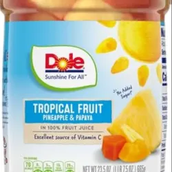 Frutas tropicales en cubos en jugo 100% de fruta, Dole, 665 g