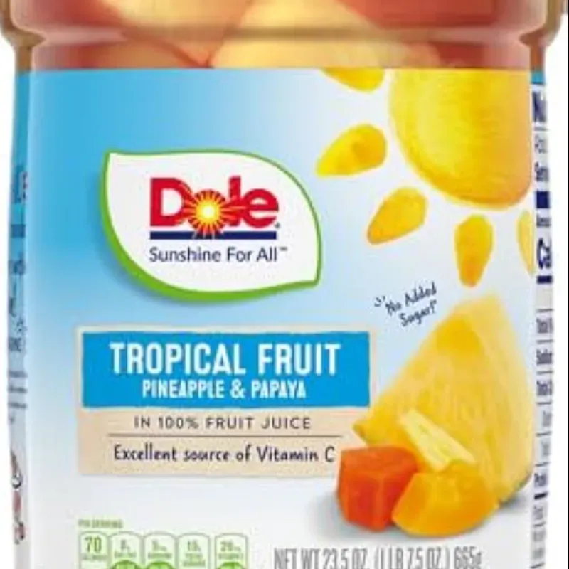 Frutas tropicales en cubos en jugo 100% de fruta, Dole, 665 g